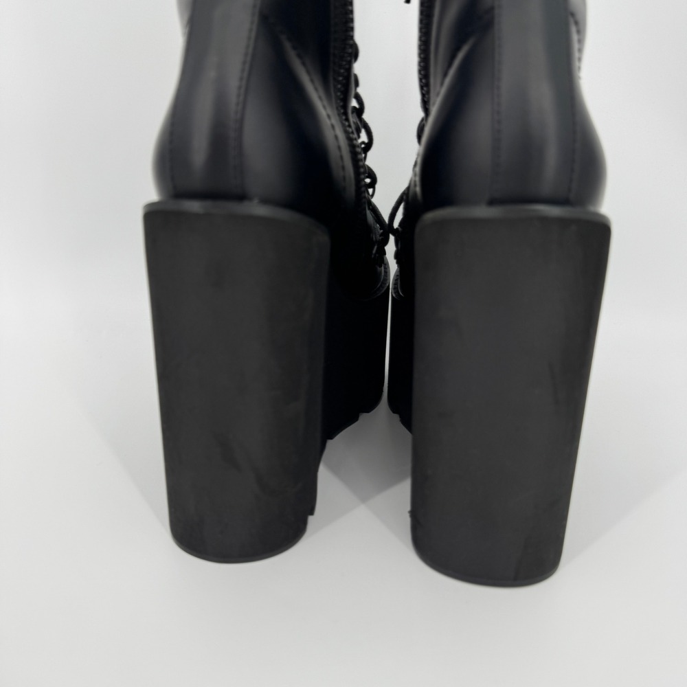 Current Mood Traitor Boots 7 Black Platform Wedge Goth Punk Combat Buckle - Picture 8 of 13